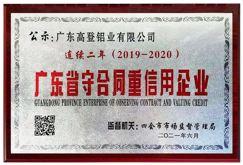 2021 Won the title of "Guangdong Province Contract-abiding and Credit-respecting Enterprise"