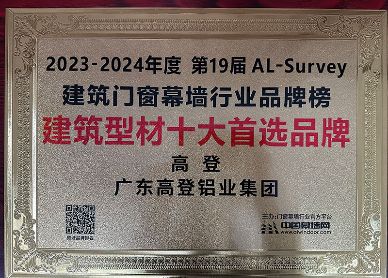 2023-2024建筑型材十大首选品牌